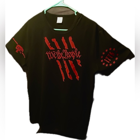 NWT Black T-Shirt Crew Neck Short Sleeve w/ Red wording: "WE THE PEOPLE" - Picture 4 of 5